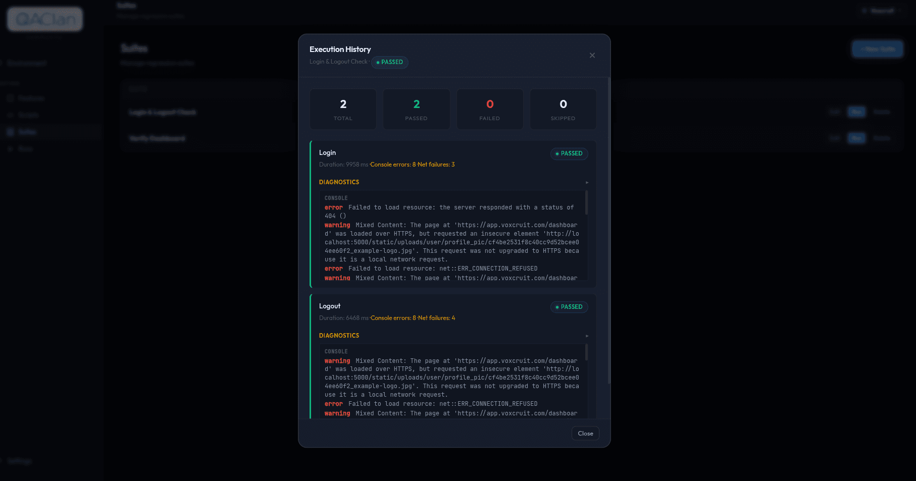 QAClan agent and dashboard preview